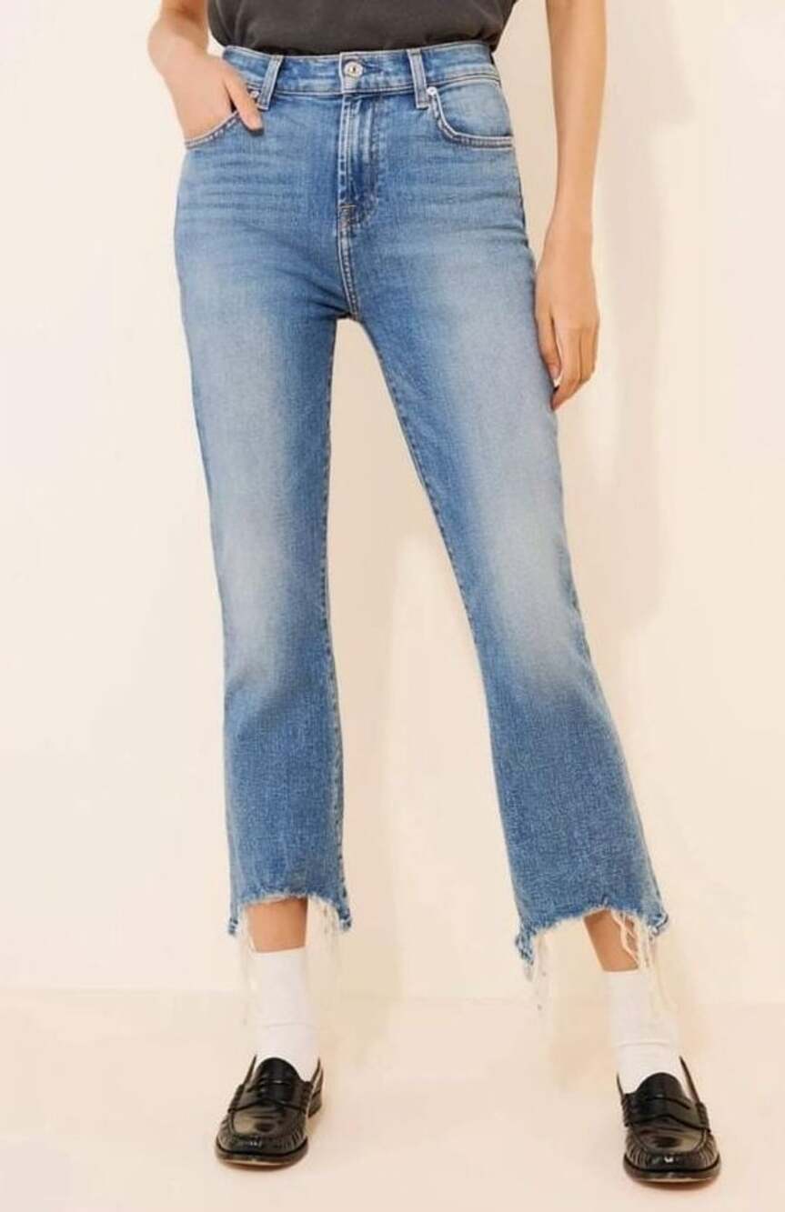 7 For All Mankind High Waisted Slim Kick Jeans Blue Denim Size 32